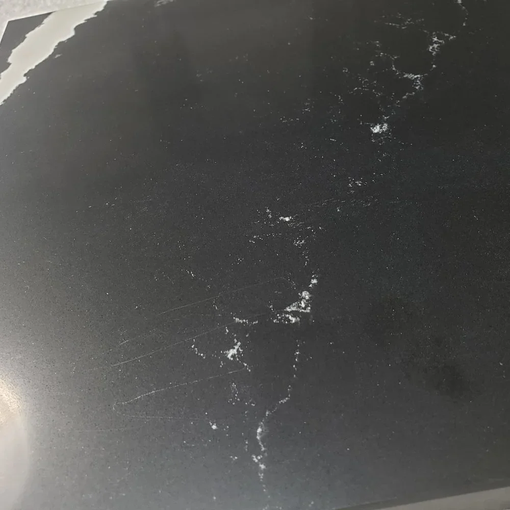 Quartz Stone Cutting Board cheese black marble white veining design 10x10